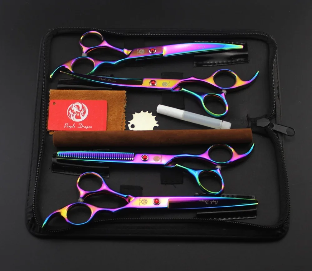 

2018 Pet Hair Cutting Scissors Sets Dog Grooming Shears Cutting &amp Thinning &amp Curved Shears High Quality 7&quot Pet Scissor