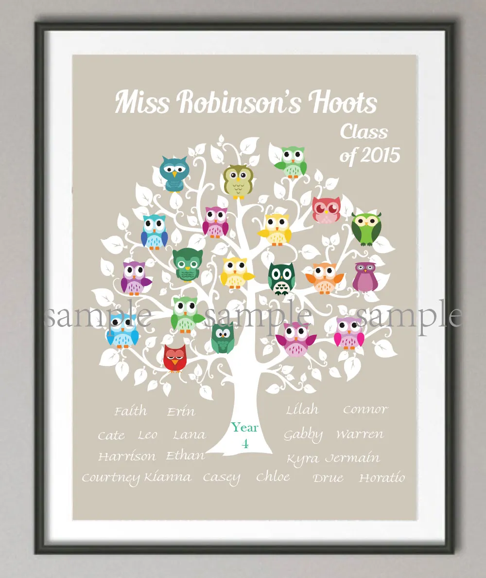 Индивидуальный подарок для учителя семейный плакат с совой печатью Картина на