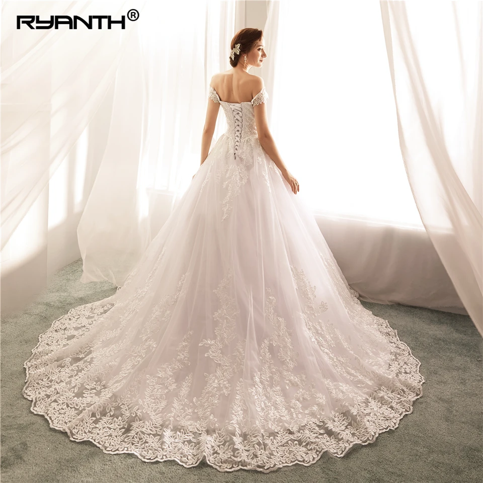 Ryanth Robe De Mariage бальное платье Роскошные свадебные платья 2018 Кружевная аппликация с