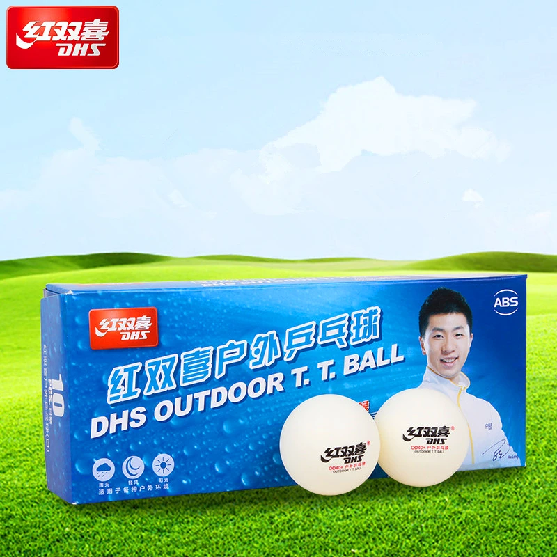 DHS outdoor table tennis ball 2018 new stable performance in all weather seamed ABS d40+ balls plastic ping pong |