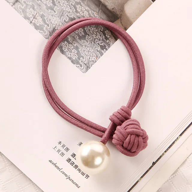 5pcs hot pink 5 шт. Модные ручной работы завязанные жемчугом эластичные резиновые ленты Головные уборы для женщин и девочек конский хвост держатель резинка для волос новые аксессуары для волос - Цвет: 5pcs hot pink