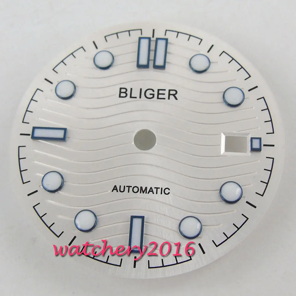 

30.8mm Bliger Watch White Dial fit Luminous 2836 2824 2813 3804 Miyota 82 Series movement