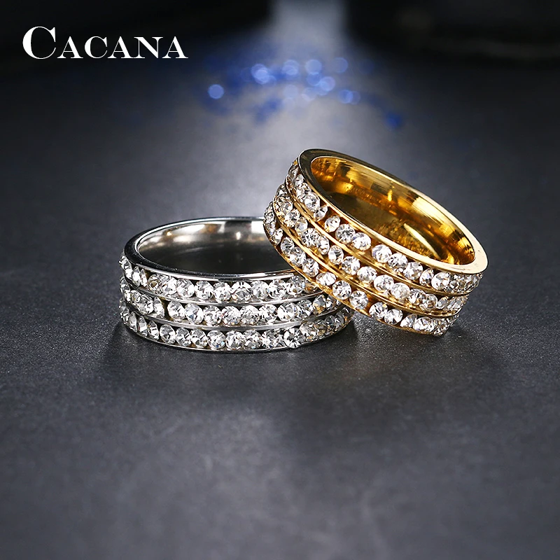 Женские кольца из нержавеющей стали CACANA модные украшения на заказ NO. R120|stainless steel
