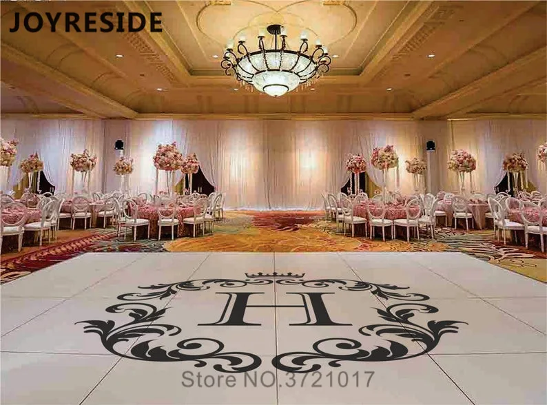 Пользовательские имена Свадебный танцпол наклейка цветок жениха узор простой