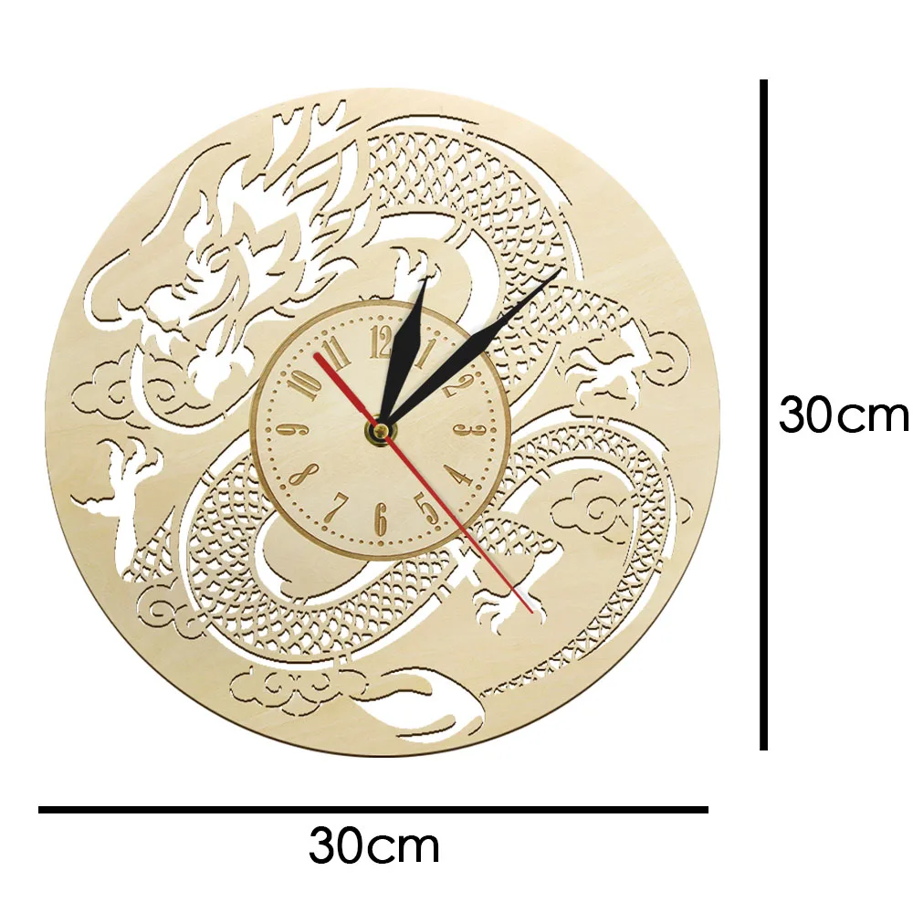 Винтажная скульптура дракона часы horloge Японский дракон фантазия деревянные настенные часы домашний декор подарок настенные часы wandklok