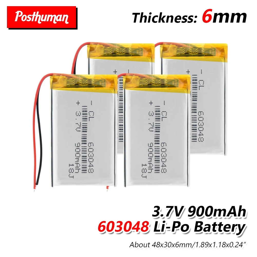 4Pcs 603048 литий-полимерный литий-ионный аккумулятор 3,7 в 900 мАч для Mp3 MP4 MP5 gps Мобильный bluetooth Дрон игровой плеер - Цвет: 4Pcs