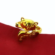 Женское кольцо с лисой модное Золотое регулируемый размер панк