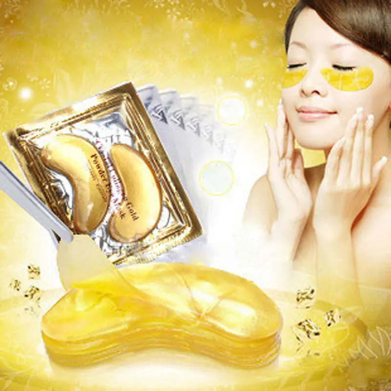 10 пар красивых коллагеновых масок для глаз с золотыми кристаллами Лидер продаж
