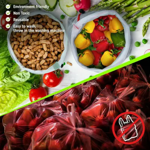 2019 многоразовые сетчатые продуктовые сумки на шнурке экологичные для покупки