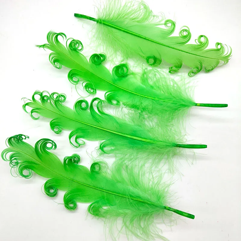 Green 10 шт./партия, узор в рулоне, натуральный белый гусиный пух, 12-18 см, для ремесленных шляп, украшение, Цветочная композиция, материал, аксессуары - Цвет: Green