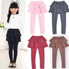 Леггинсы для девочек, облегающая хлопковая юбка-брюки с эластичной резинкой на талии для девочек 3, 4, 5, 6, 7, 8 лет, детские штаны на весну-осень