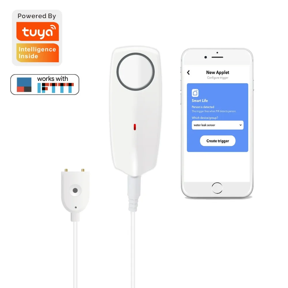 Tuya Smart Wifi датчик утечки воды погружение воды сигнализация беспроводной погружение воды детектор уровня воды сигнализация детектор