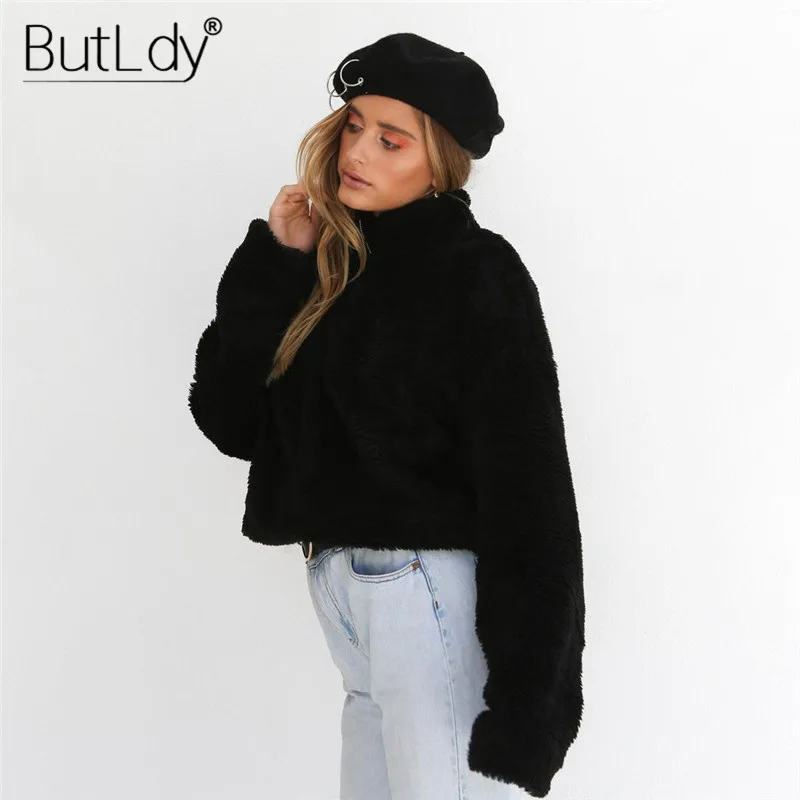 Осень зима 2018 короткий свитер с высоким воротом Женский пуловер на молнии