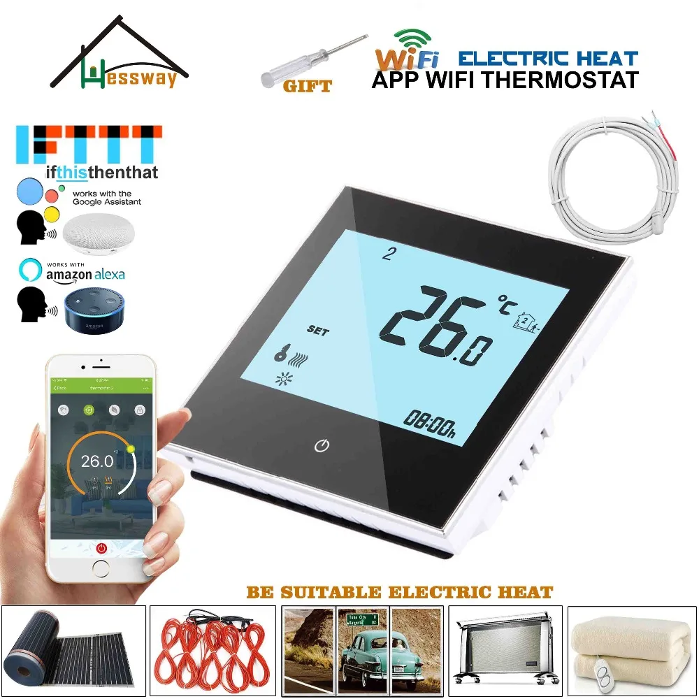 16A heating cable electric Voice interaction floor thermostat sensor wifi for Works with Alexa Google home ITFFF | Бытовая техника
