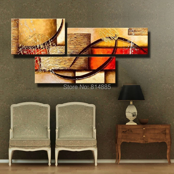 3 панели современный американский стиль искусство Толстая Текстура абстрактная