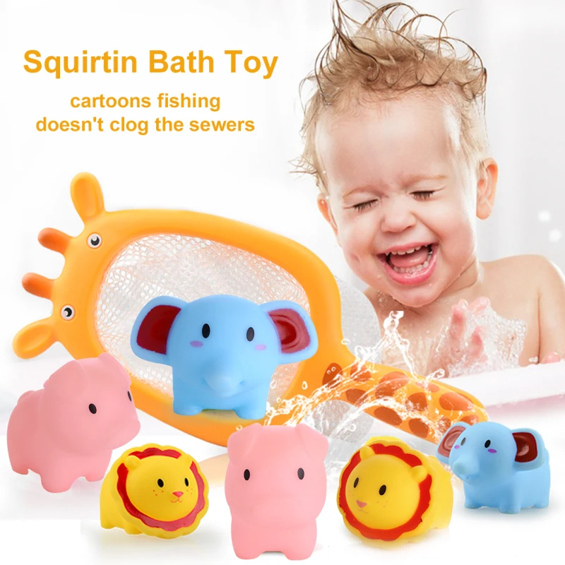 Ванны игрушки для детей Детские ванной Сожмите звучащие Dabbling милые слон воды