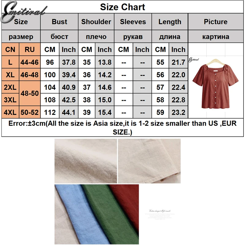 Emitiral 2018 Summer Women Blouses Short Sleeves Ladies Basic Tops Plus Size 4XL Casual Shirts Elegant Square Neck Blusas | Женская