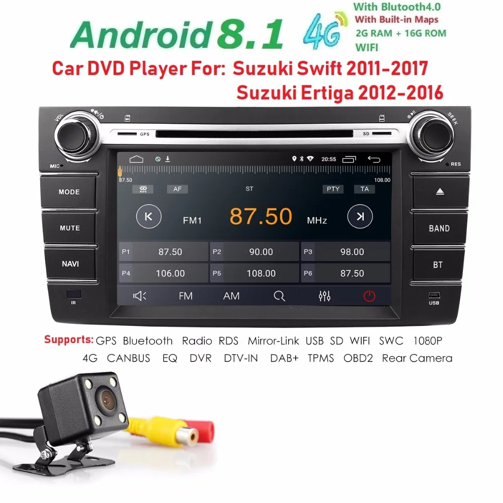 8 1X600 2DIN HD Android 2011 Автомобильный dvd плеер для Suzuki Swift 2017 2012 Ertiga 2016 1024 BT Радио gps navi DAB SWC