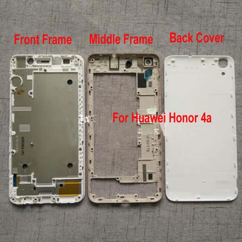 

Новая лицевая пластина для ЖК-дисплея рамка Передняя средняя рамка Корпус Батарейная дверь задняя крышка чехол для Huawei Honor 4A Y6 SCL-TL00 + боковые...