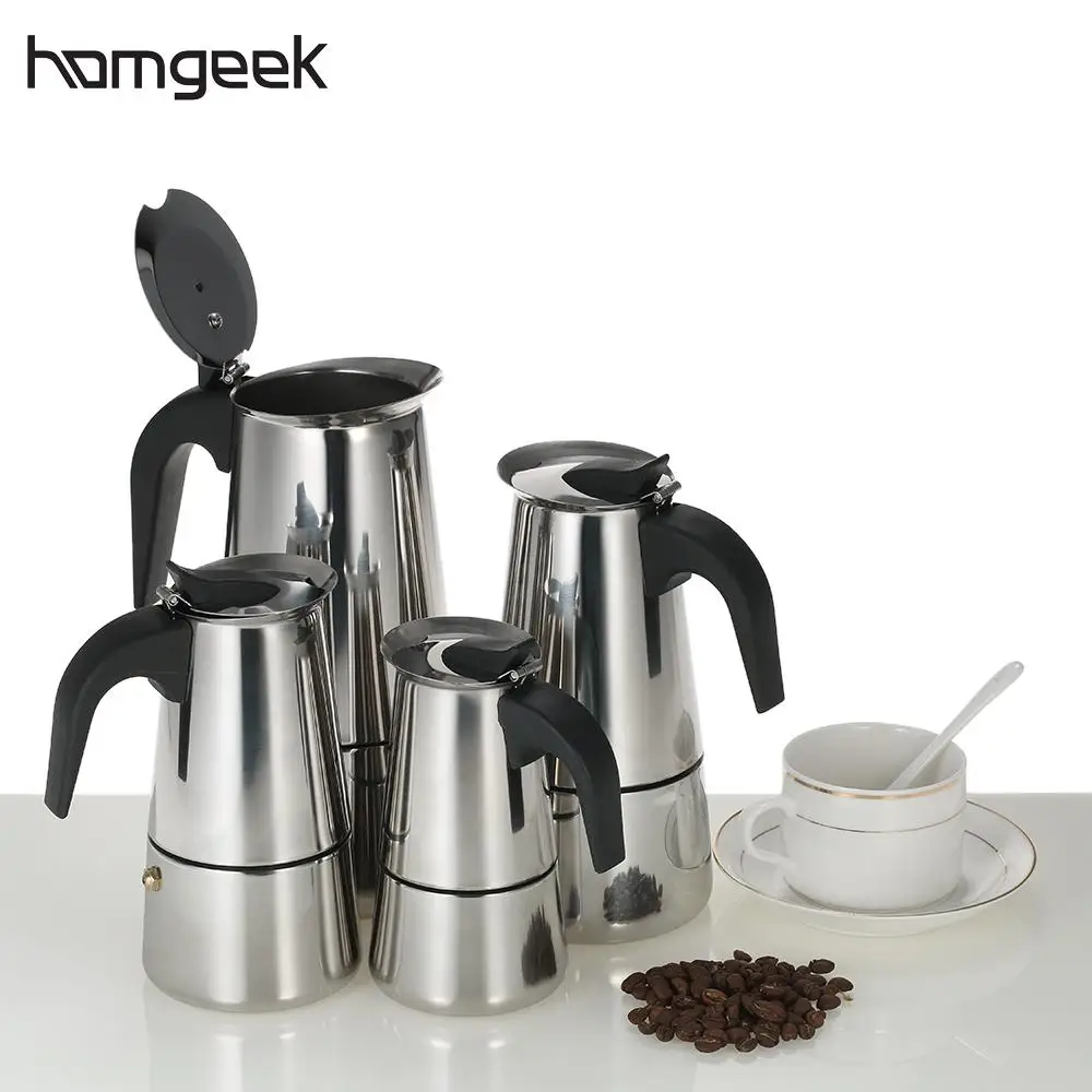 Кофеварка Homgeek для эспрессо из нержавеющей стали 9/6/4/2 чашек|moka pot|stove top coffee makercoffee