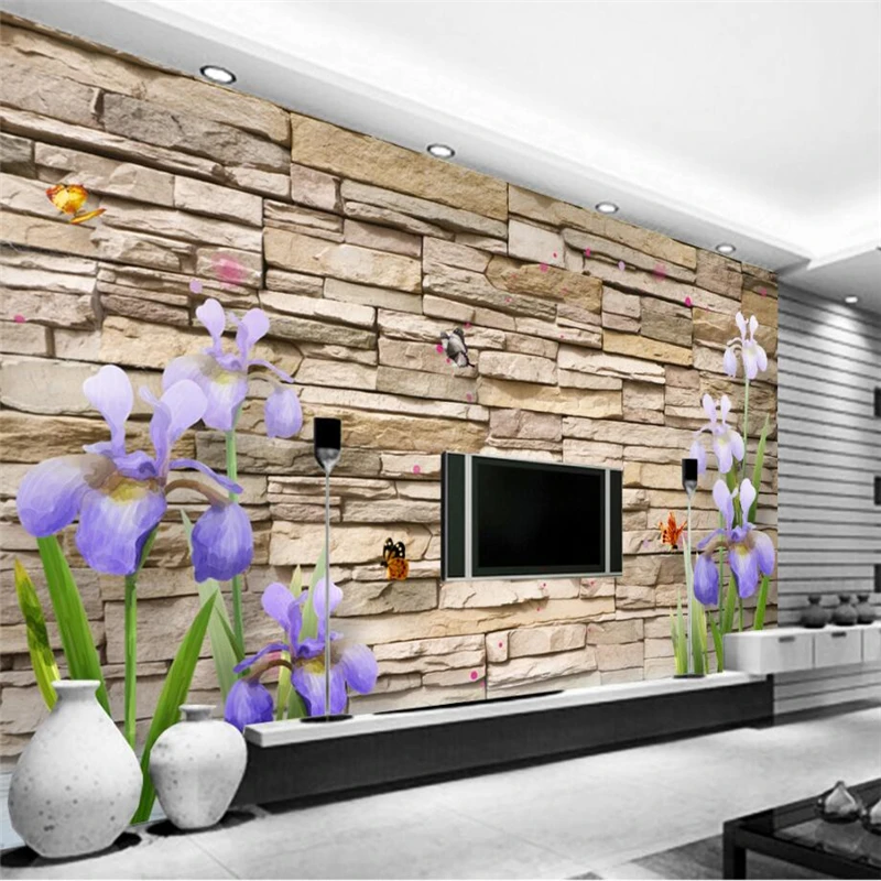 beibehang Custom Wallpaper 3D Brick Wall Lavender Stereo TV Background Living Room Bedroom Mural | Обустройство дома