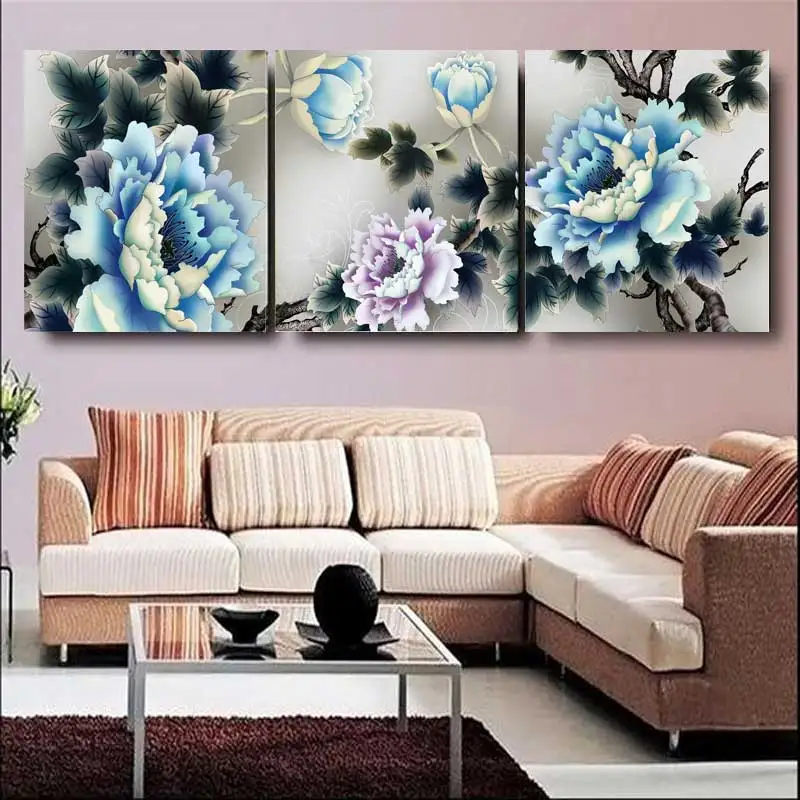 Без рамки 3 панели современный лимонно зеленый натуральные цветы живопись на