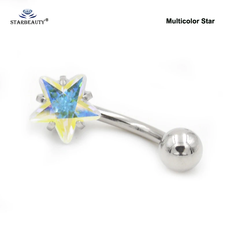 Starbeauty большой 8 мм круглый белый кристалл пирсинг пупка Ombligo AAA циркон Звезда
