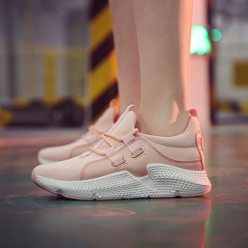 Женские повседневные кроссовки сетчатые дышащие на платформе толстая плоская