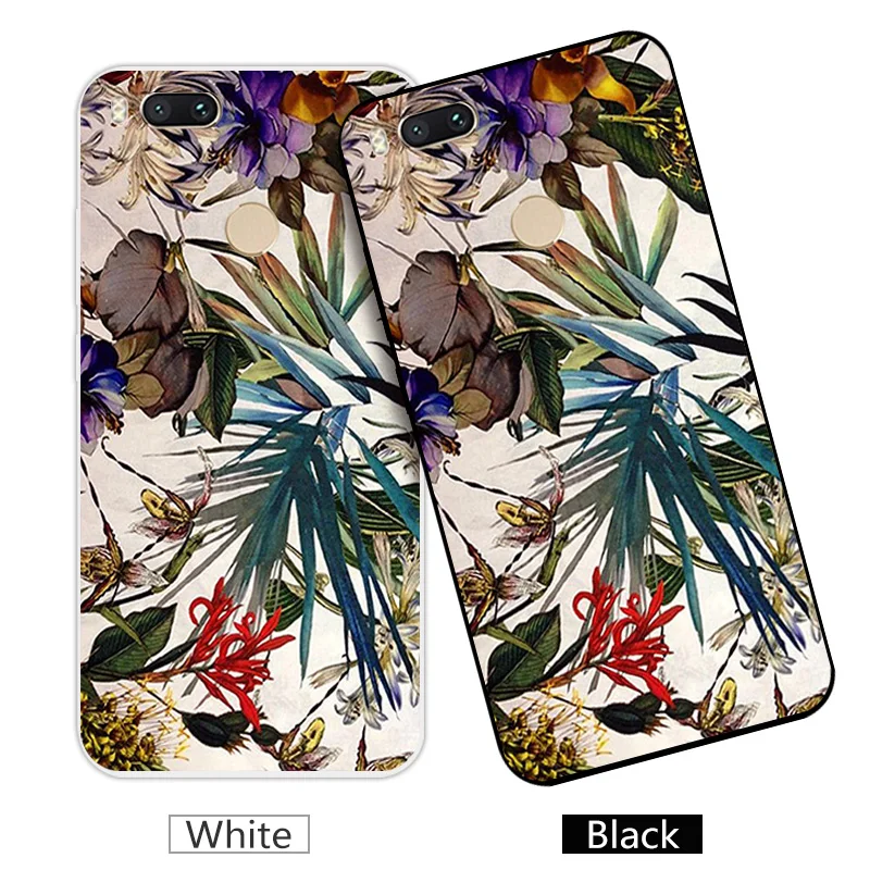 Phone Case For Xiaomi Mi 5X A1 Slim Silicone Soft Back Black Matte Cover Flowering Mi5X Mia1 | Мобильные телефоны и