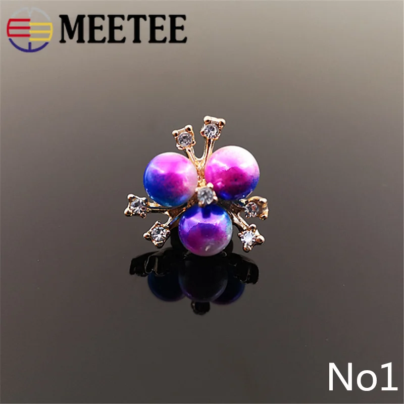 Meetee 20 шт 2*2 см Цвет Градиент жемчужные пряжки бусины Цветок Кнопка DIY Ювелирные