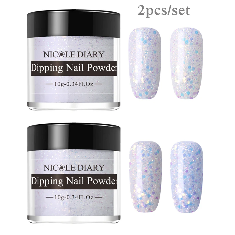 set 6 NICOLE Дневник 10 г погружающийся набор пудры для ногтей светильник чувствительный Dip порошок для ногтей пигмент пыль хлопья блестки изменение цвета Советы Декор - Цвет: set 6