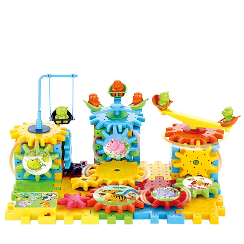 New Children DIY Gear electric Assemble creative blocks toys Colorful Assembling Construction Building Blocks Educational Toy |