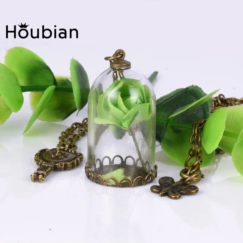 Houbian леди ретро стеклянный кулон в виде флакона натуральный розовый красный