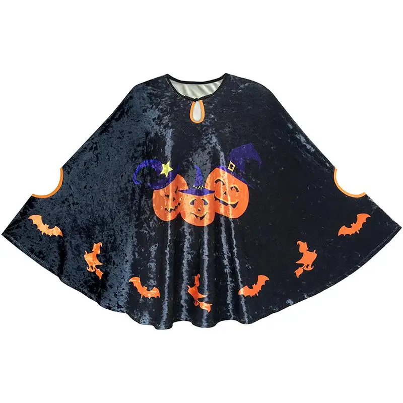 

Halloween Cape Velvet Cloak Pumpkin Witch Bat Costumes Wizard 2020 Summer Princess Wedding Party Dresses Kids Clothes Size 4-12