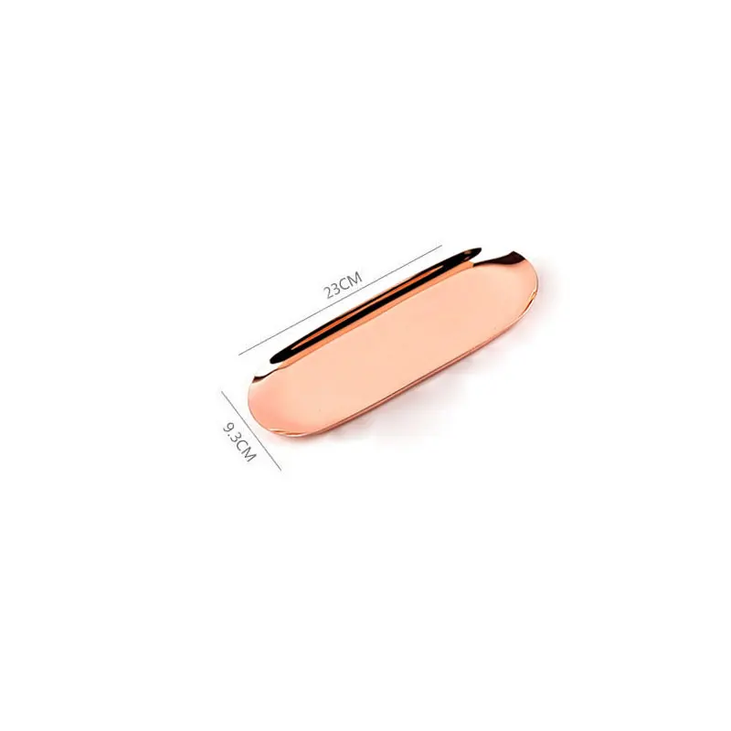 Rose gold large Нордический Овальный металлический поднос для ювелирных изделий, настольный органайзер, украшение для кухни, плато для хранения продуктов, золотые и серебряные украшения - Цвет: Rose gold large
