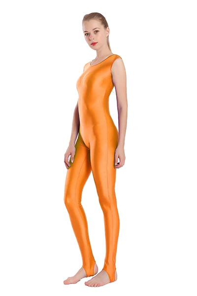 Оранжевый AOYLISEY женский черный танк Unitard с StirrupLycra комбинезон из спандекса для женщин балетная танцевальная одежда боди костюм для тренировки - Цвет: Оранжевый
