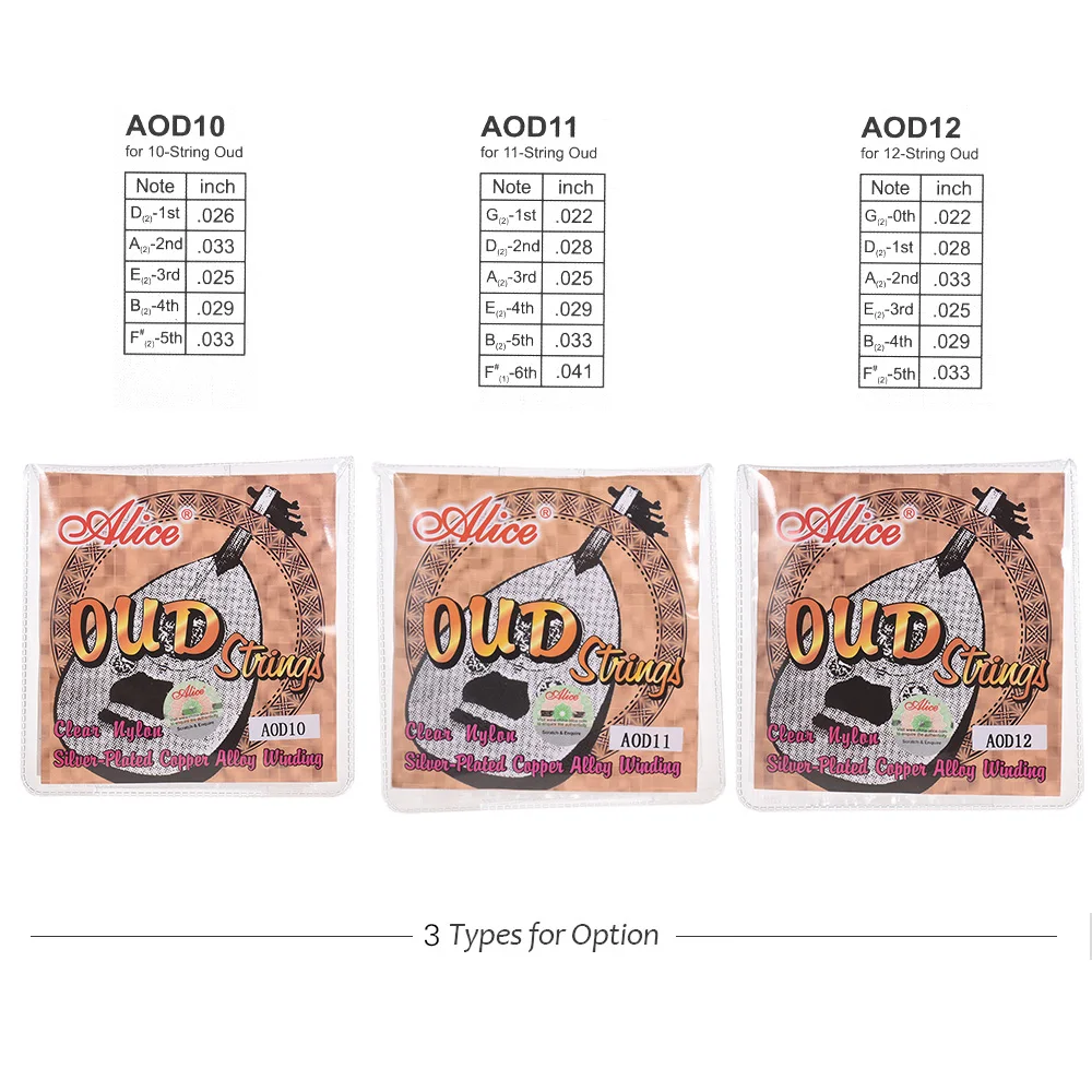 AOD12 12-String Oud Strings набор(G-D-A-E-B-F) нейлоновый сердечник посеребренный медный сплав обмотка(. 022-.033) String инструмент части