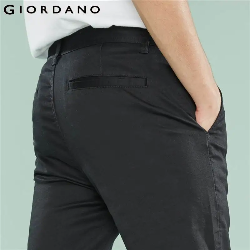 Giordano Для мужчин брюки однотонные ботильоны с бахромой модные Чинос мужской