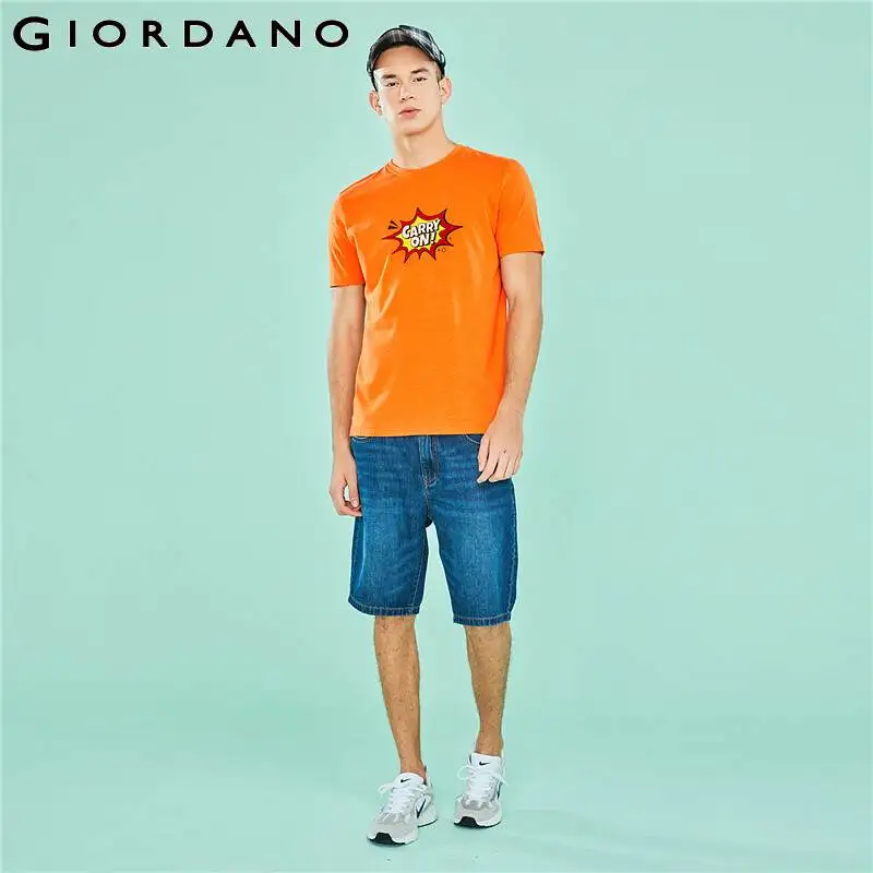 Giordano Men Tshirt Short Sleeve Graphic T Shirt Homme Bright Color Camisetas Hombre Funny Slogan Tee For | Мужская одежда