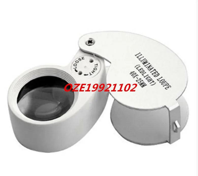 1PCS LED Light 40X 25mm 30X 21MM Folding Jewelry Loupe Magnifying Glass Magnifier Stationery | Канцтовары для офиса и дома