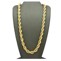heavy hip hop 24 unisex rappers 7mm hollow rope chain necklace in gold tone