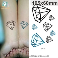 body art waterproof temporary tattoos for men women simple 3d diamond design flash tattoo sticker hc1019
