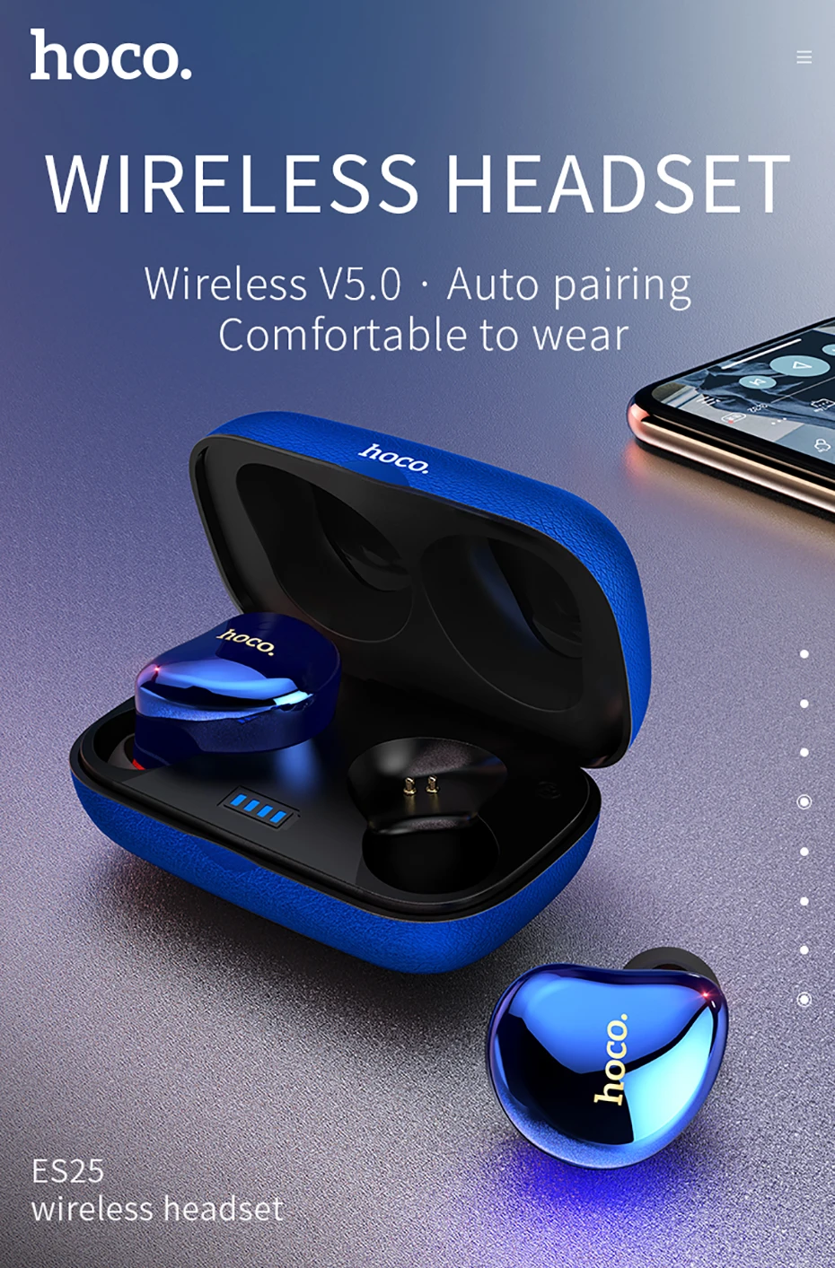 Беспроводное зарядное устройство HOCO Беспроводной Bluetooth наушники 5 0 CSR гарнитуры
