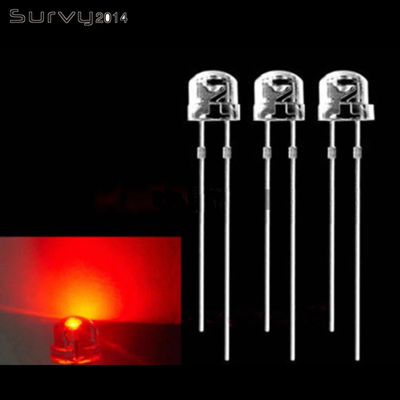 50PCS Red 50 100 шт. F5LED диод 5 мм различные наборы белый зеленый красный синий желтый оранжевый розовый фиолетовый теплый белый DIY светоизлучающий диод - Цвет: 50PCS Red