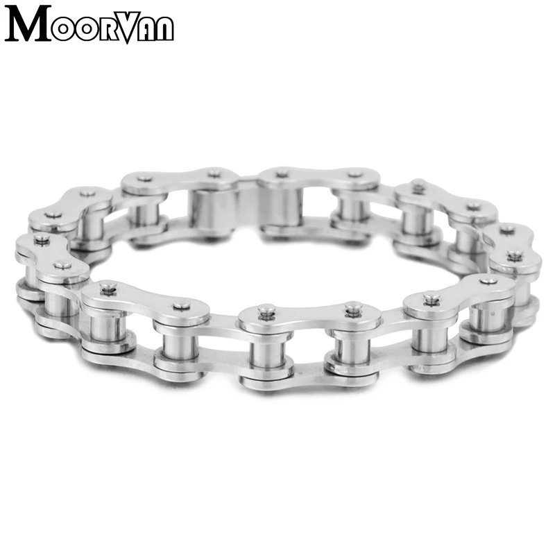 

Moorvan Fashion Jewelry For PUNK Biker 316L Stainless Steel Mens Motorbiker Bicycle Chain Bracelet 2018, Free shipping VB098