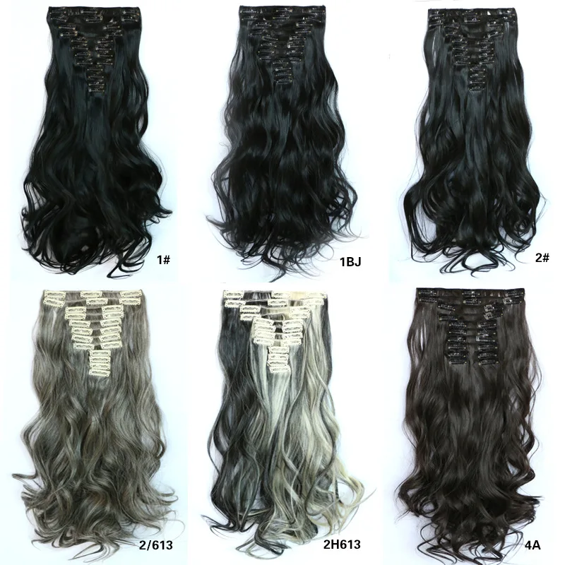 22inch 150g Wavy Clip In Synthetic Hair Extensions Curly Heat Resistant For Party |