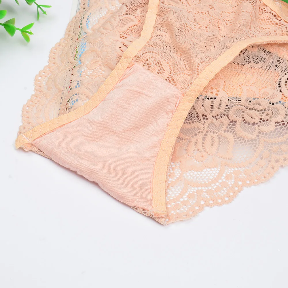 DeRuiLaDy Hot Sale New Lace Transparent Women Low Rise Sexy Underwear Panty Women's Bowknot Lace Crotch Briefs