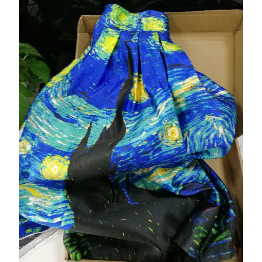 Женские Сатиновые Плиссированные Юбки миди Van Gogh Starry Night большие размеры весна