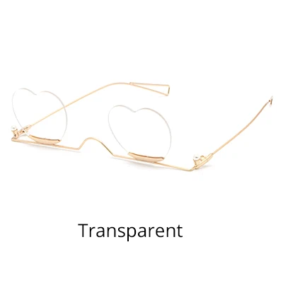Transparent Ralferty уникальные солнечные очки в форме сердца для женщин брендовые дизайнерские без оправы готические солнцезащитные очки маленькие без оправы стильные солнцезащитные очки Oculos J528 - Lenses Color: Transparent