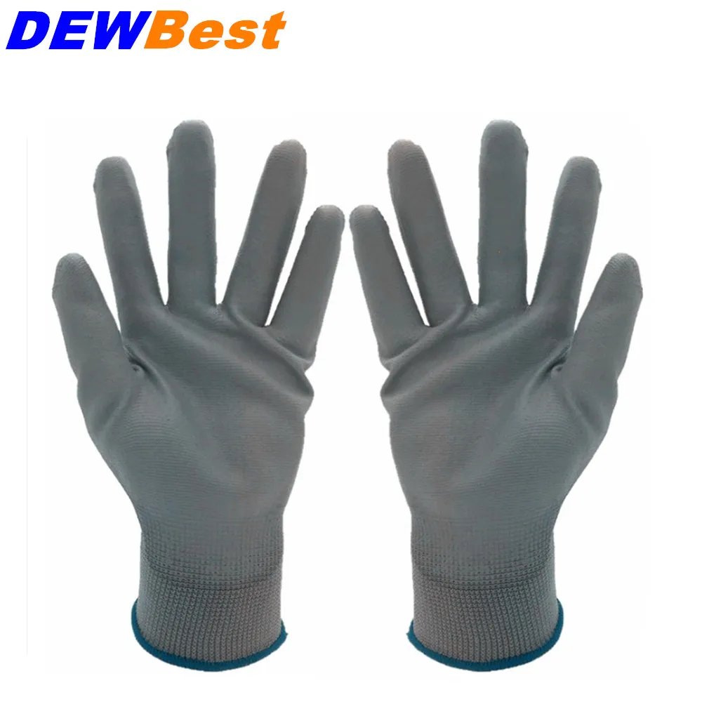 Gray PU518 DEWBest PU518 дизайн рабочие перчатки дешевая цена 13 г черные рабочие перчатки pu с покрытием ладони, безопасность на рабочем месте 2 шт = 1 пара - Цвет: Gray PU518